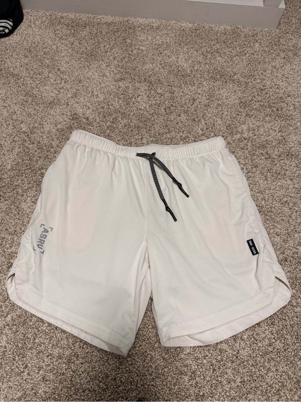 Men's ASRV White Athletic Mesh Shorts with Drawstring